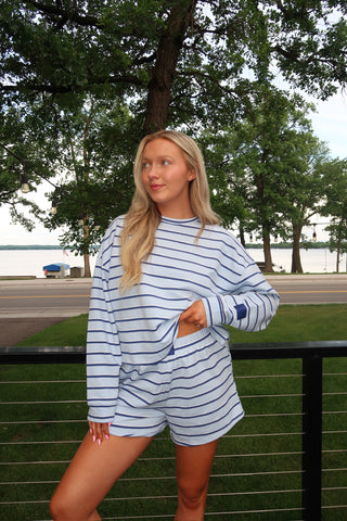 Baby Blue/Navy Striped Lounge Long Sleeve