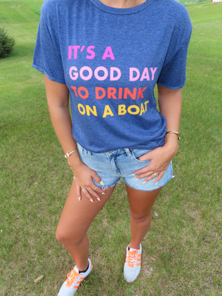 Navy Drink On A Boat Tee
