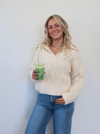 V-Neck Chunky Knit Sweater
