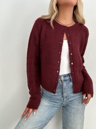 Burgundy Button Down Cardigan