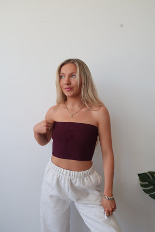 Plum Ribbed Tube Top