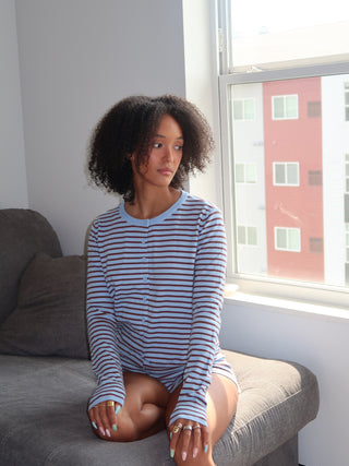 Blue and Brown Button Up Sweater