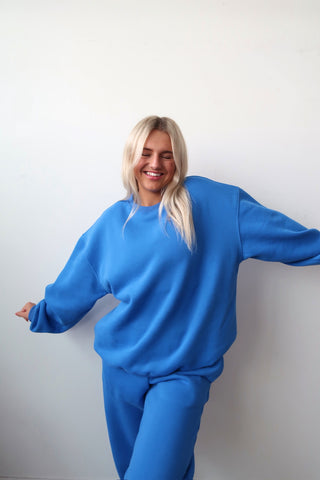 Cobalt Blue Staple Oversized Crewneck