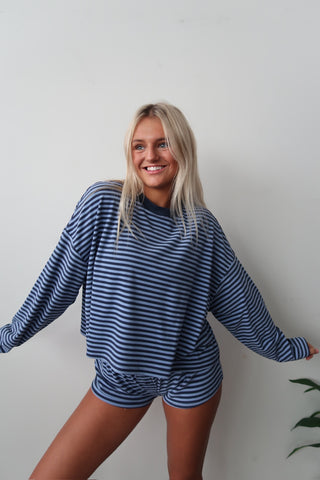 Cozy Blue Striped Long Sleeve
