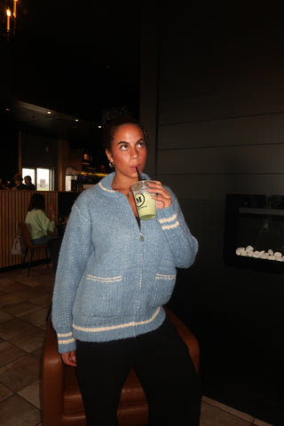 Après Light Blue Zip Up Cardigan