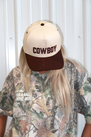 “Cowboys” Trucker Hat - Brown & Natural