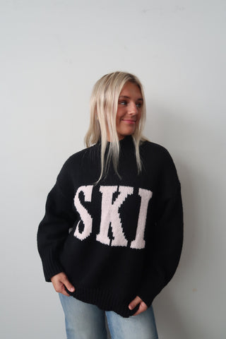 Black & Pink Knit Ski Sweater