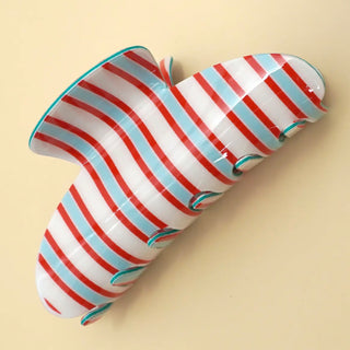 Red, White, & Blue Striped Oval Hair Clip