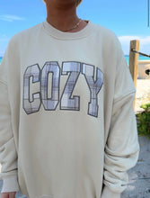 Load image into Gallery viewer, “Cozy” Embroidered Flannel Crewneck
