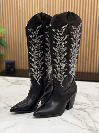 Beast Black Rhinestone Cowgirl Boots