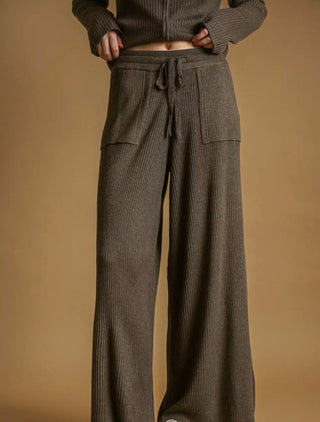 Espresso Straight Leg Ribbed Knitted Pants