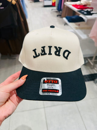 “DRIFT” Trucker Hat - Natural & Black