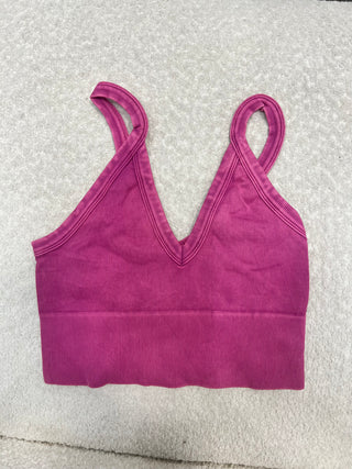 Vintage Magenta Ribbed V-Neck NikiBiki Bra Top