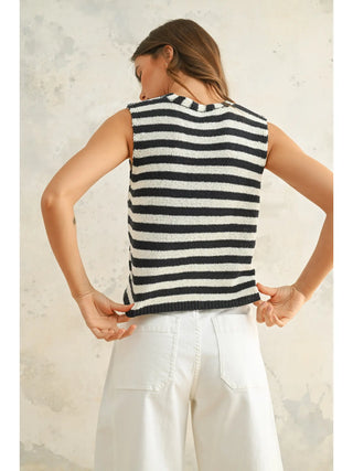 Navy/White Light Weight Striped Vest