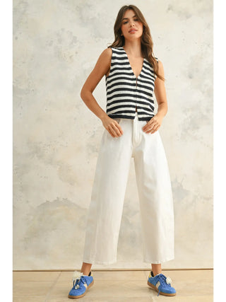 Navy/White Light Weight Striped Vest