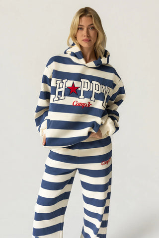 Happy Camp3r Indigo Stripe Happy Hoodie