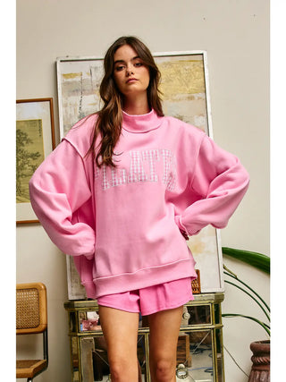 Embroidered “Pilates” Mockneck Sweatshirt