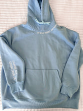 Load image into Gallery viewer, “Do What Makes You Happy” Embroidered Hoodie Ocean Blue
