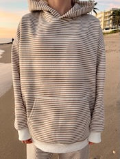 Brown And White Big Striped Hoodie