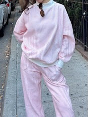 Light Pink & White Big Striped Sweatpants