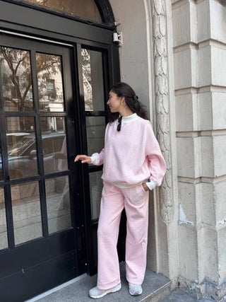 Light Pink & White Big Striped Sweatpants