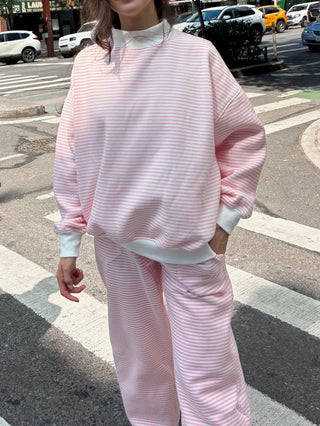 Light Pink & White Big Striped Sweatpants