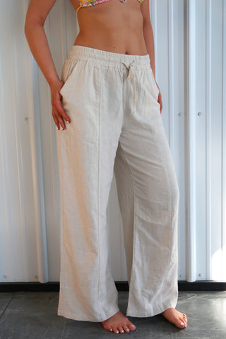 Thread & Supply Solana Oatmeal Linen Blend Drawstring Pants