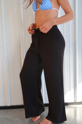 Thread & Supply Solana Black Linen Blend Drawstring Pants