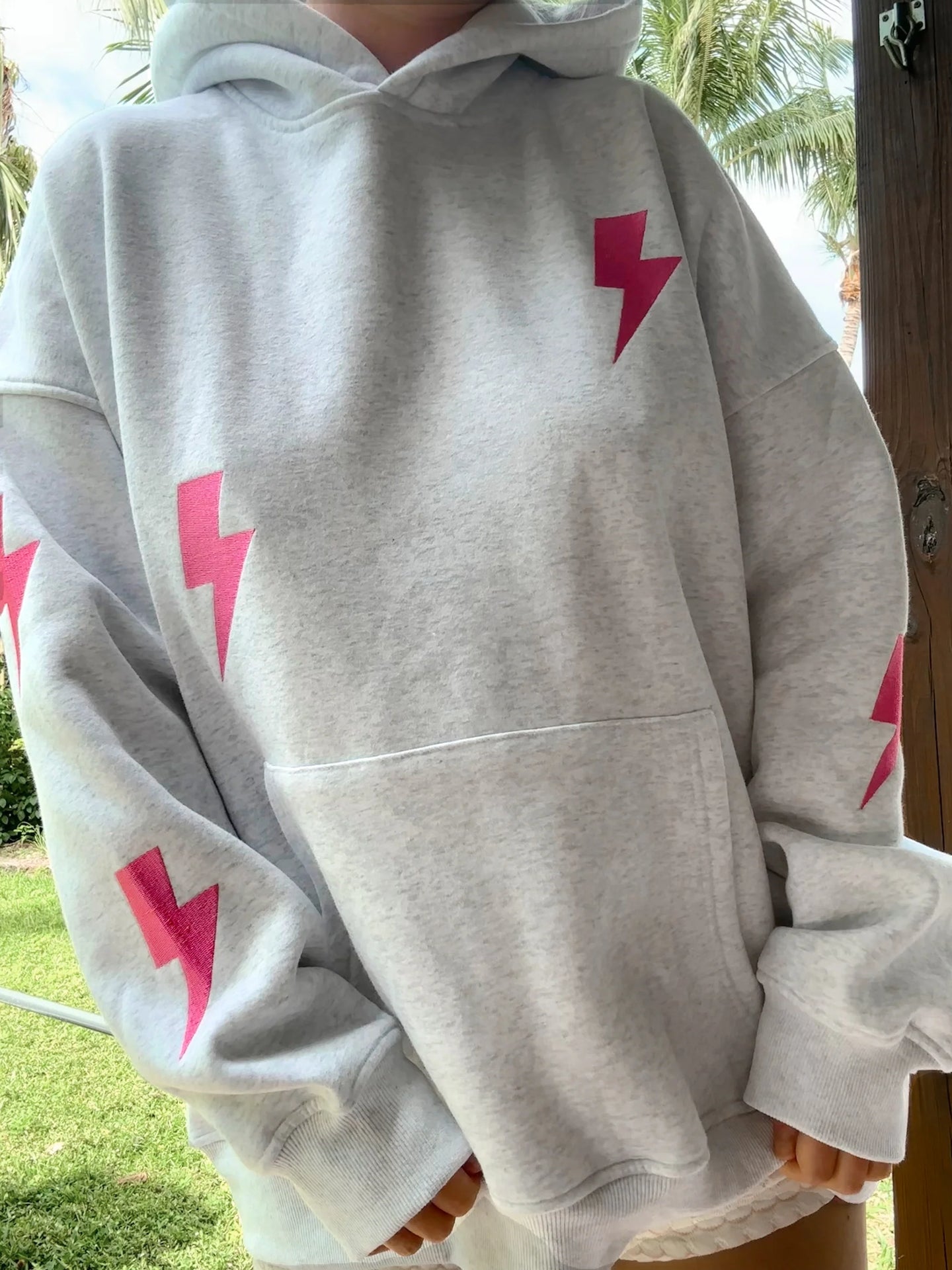 Embroidered Lightning Bolt Hoodie