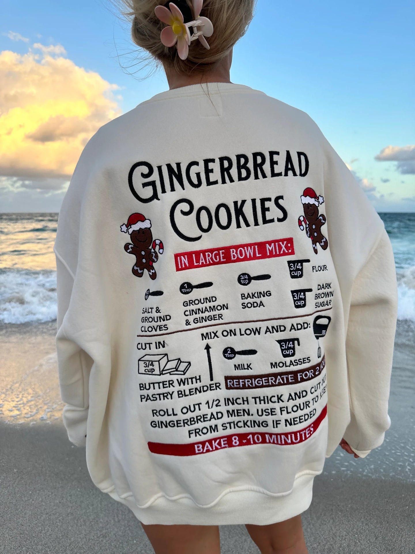 Ivory Gingerbread Recipe Embroider Crewneck