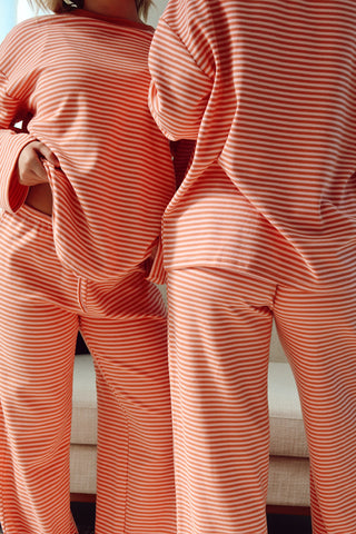 Coral Striped Lounge Pants