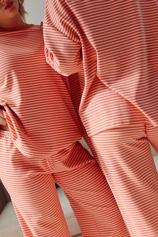 Coral Striped Lounge Pants