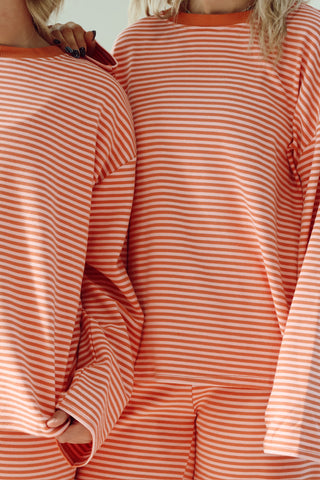 Coral Striped Lounge Pants