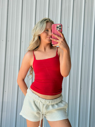 Red Everyday Square Neck Cami