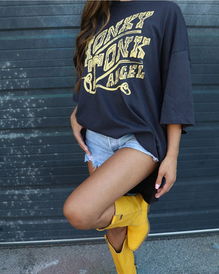 “Honky Tonk Angel” Oversized Graphic Tee