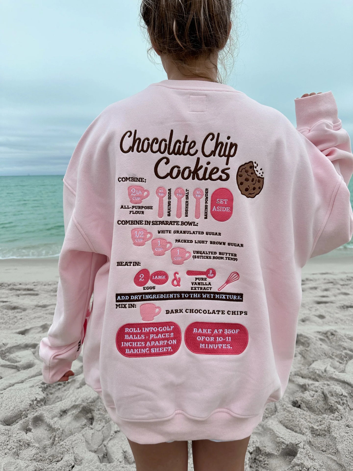 Pink Chocolate Chip Cookie Recipe Embroider Crewneck