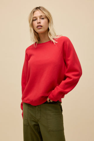 Daydreamer Solid Vintage Raglan Sweatshirt - Fire Red