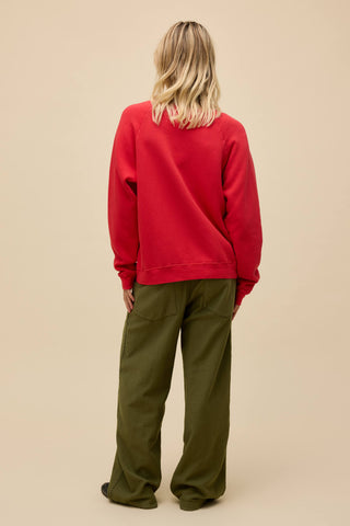 Daydreamer Solid Vintage Raglan Sweatshirt - Fire Red