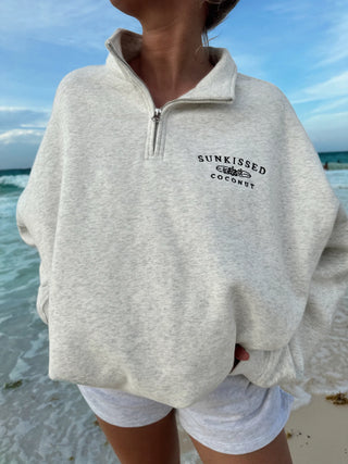 Heather White Quarter-Zip Sweatshirt