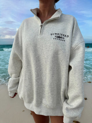 Heather White Quarter-Zip Sweatshirt