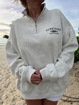 Heather White Quarter-Zip Sweatshirt