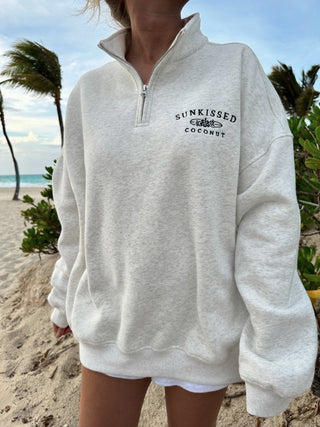 Heather White Quarter-Zip Sweatshirt