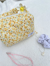 Load image into Gallery viewer, Yellow Flower Quilted Makeup Bag
