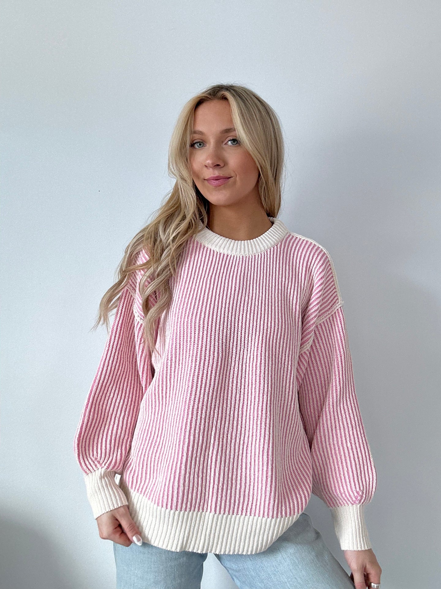 Oversized Striped Ribbed Sweater