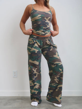 Camo Jersey Wide Leg Sweatpants