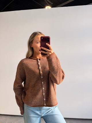 Brown Striped Cardigan
