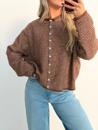 Brown Striped Cardigan