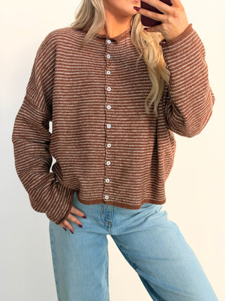 Brown Striped Cardigan