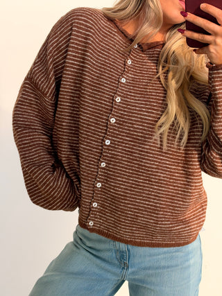Brown Striped Cardigan