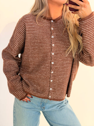 Brown Striped Cardigan